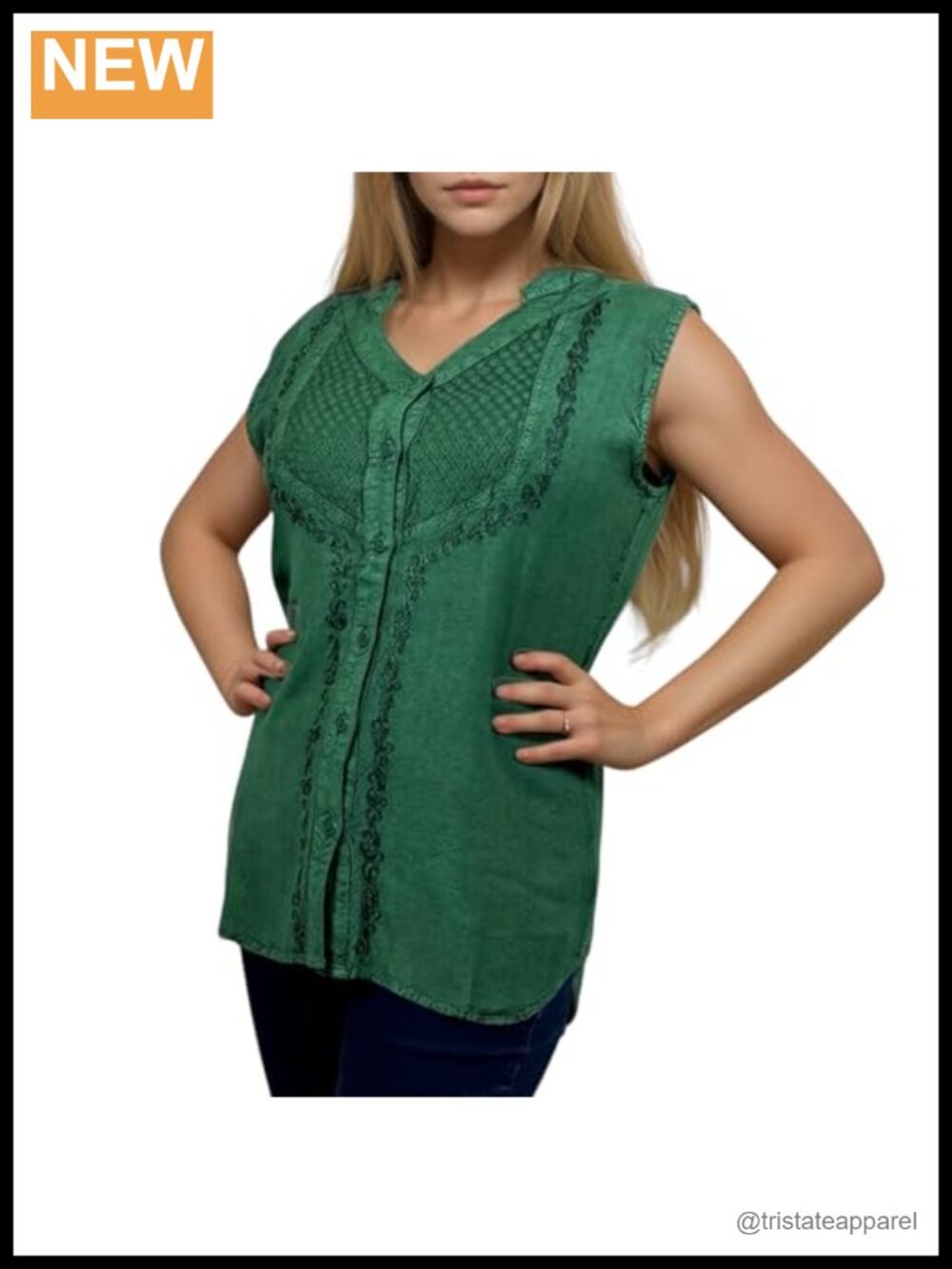 Women's Sleeveless Rayon Embroidered Bohemian Tank Top Summer Blouse